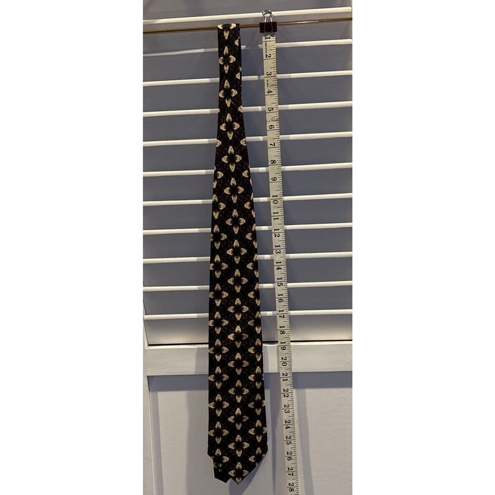 Vintage Looney Tunes Tasmanian‎ Devil Taz Black Floral Geometric Silk Tie 1999